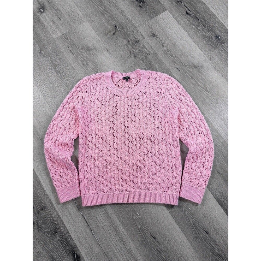 Talbots Pink Knit Sweater Womens Medium Petite Cotton Blend Button Cuff